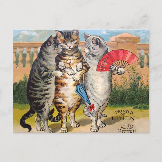 Carte Postale Trois Petits Chatons Illustration de Mère l'Oye (Devant)