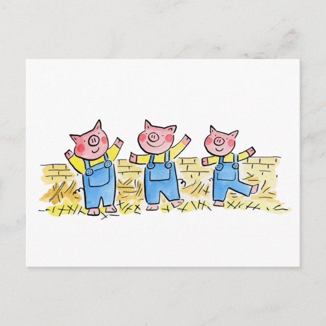 Carte Postale Trois petits cochons (Devant)