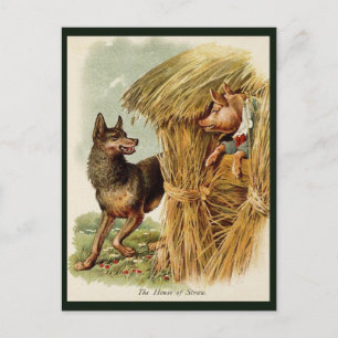 Carte Postale Trois Petits Cochons Grand Mauvais Loup, Vintage C