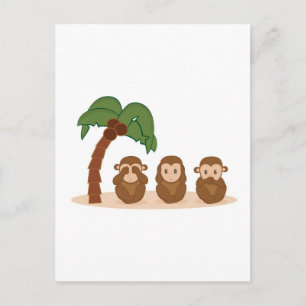 Carte Postale Trois petits singes - três macaquinhos