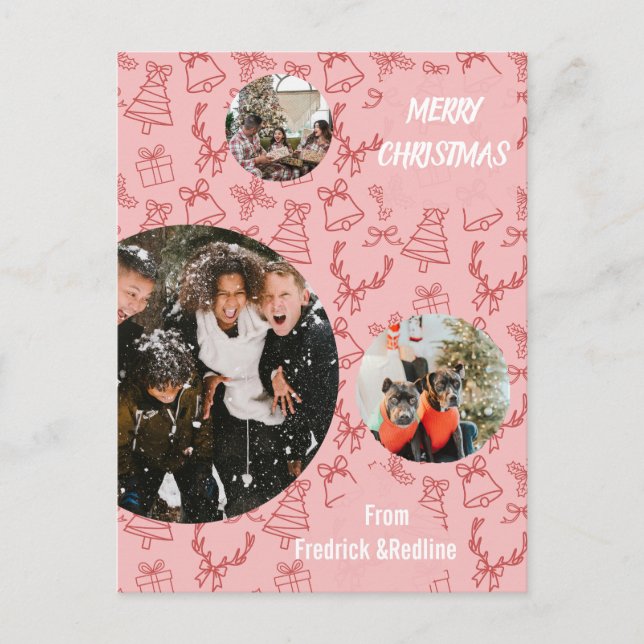 Carte Postale Trois photo rose Whimsical (Devant)