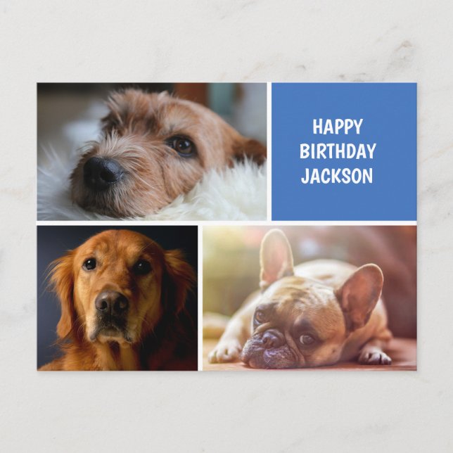 Carte Postale Trois photos Collage personnalisé Anniversaire (Devant)