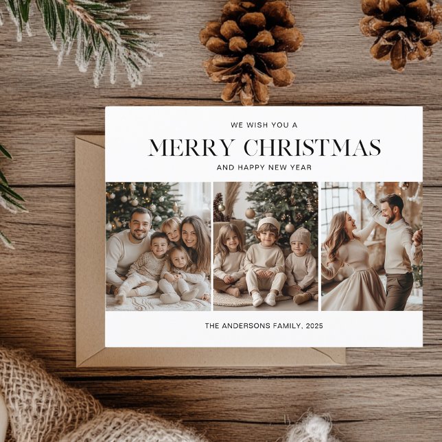 Carte Postale Trois photos Joyeux Noël et Bonne Année (Créateur téléchargé)