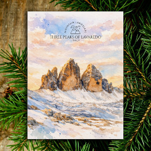 Carte Postale Trois pics de Lavaredo Montagne à l'aquarelle