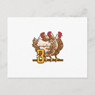 Carte Postale Trois poules françaises