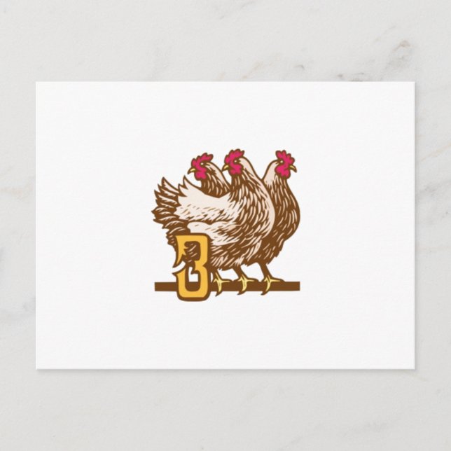 Carte Postale Trois poules françaises (Devant)