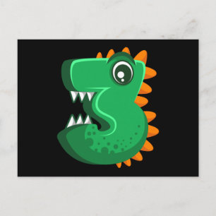 Carte Postale TROIS REX 3 ans 3e anniversaire enfants Dino