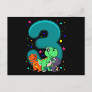 Carte Postale TROIS REX 3 Ans 3ème Anniversaire Enfants Dino