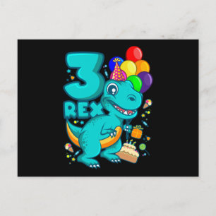 Carte Postale TROIS REX 3 Ans 3ème Anniversaire Garçon Dino