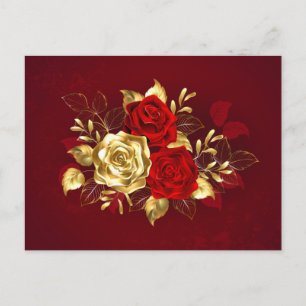 Carte Postale Trois roses de joaillerie