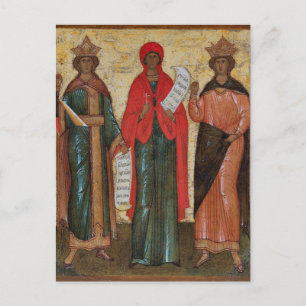Carte Postale Trois saints femmes Icône orthodoxe byzantine
