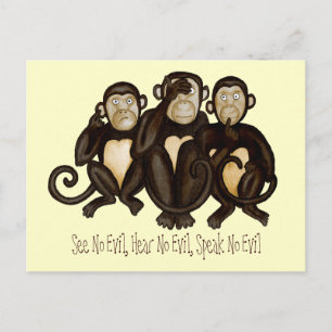 Carte Postale Trois singes sages