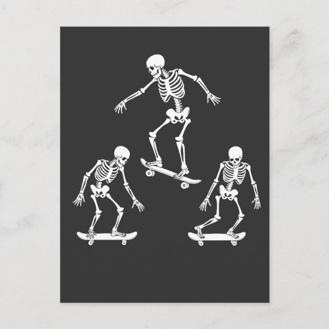 Carte Postale Trois skateboard Éffrayant Skeleton Halloween (Devant)