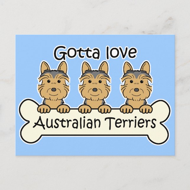 Carte Postale Trois Terriers australiens (Devant)