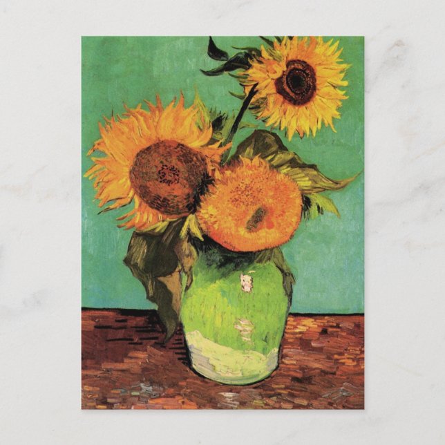 Carte Postale Trois tournesols dans un vase par Vincent van Gogh (Devant)