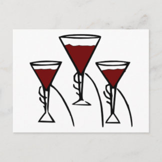 Carte Postale Trois verres à vin en dessin manuel