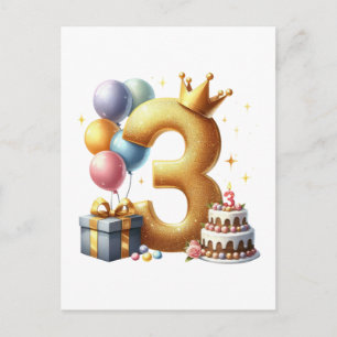 Carte Postale Troisième anniversaire doré