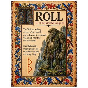 Carte Postale Troll, Art du Bestiaire Médiéval
