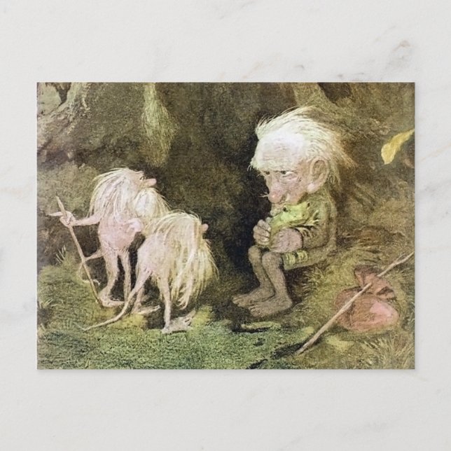 Carte Postale Troll avec sa grenouille (Devant)