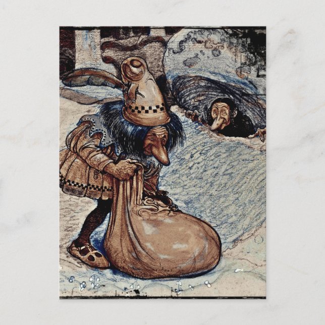 Carte Postale Troll avec sa main dans un sac (Devant)