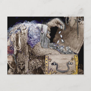 Carte Postale Troll de coffre au trésor