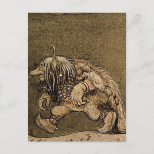 Carte Postale "Troll de ferme" par l'artiste suédois John Bauer