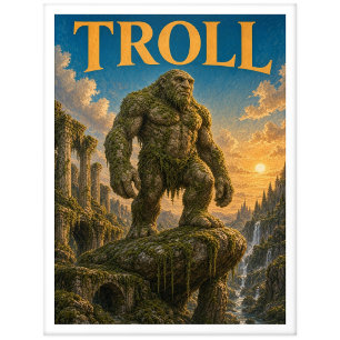 Carte Postale Troll, monstre de fantasy gothique