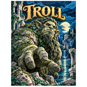 Carte Postale Troll, Monstre en Papier Découpé
