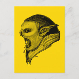 Carte Postale Troll schwarz gelen design