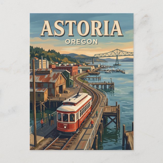 Carte Postale Trolley d'Astoria Oregon (Devant)