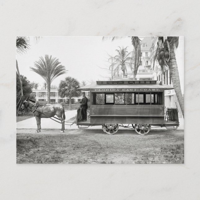 Carte Postale Trolley de la côte est de Floride, 1905 (Devant)