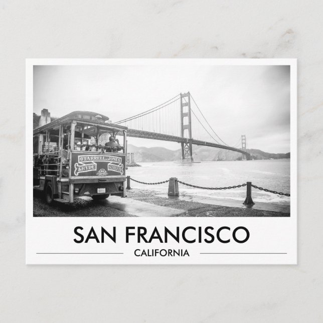 Carte Postale Trolley de San Francisco au pont Golden Gate (Devant)