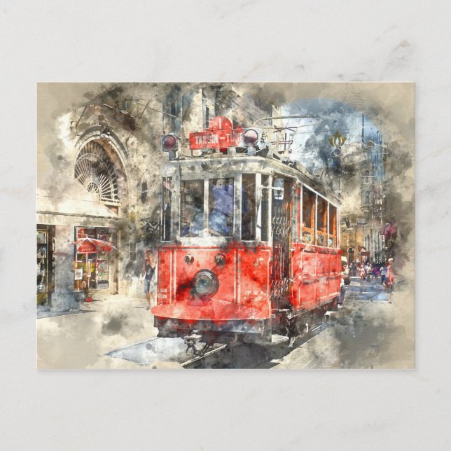 Carte Postale Trolley rouge Istanbul Turquie (Devant)