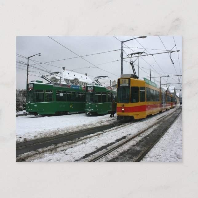 Carte Postale Trolleybus suisses au dépôt BVB Bâle, Suisse (Devant)