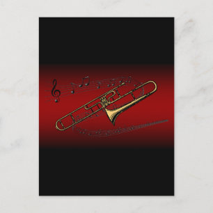 Carte Postale Trombone~Echelle de défilement~Maroon et Arrière -