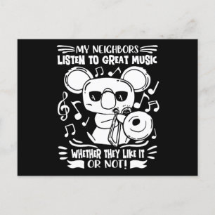 Carte Postale Tromboniste Trombone Player Koala With Trombone