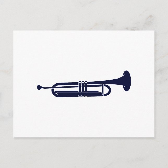 Carte Postale Trompette Horizontal Solid Bleu Musicien Graphique (Devant)