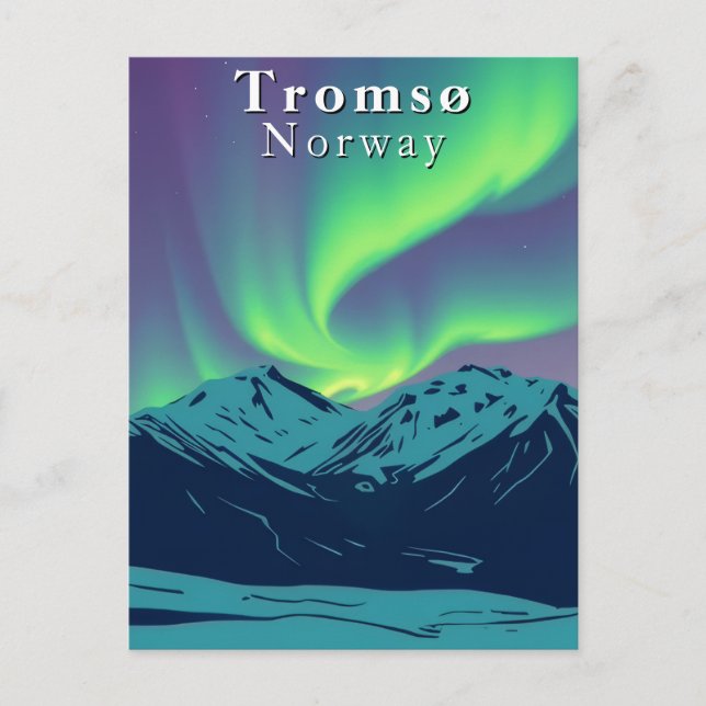 Carte Postale Tromsø Norvège Lumières Nord Aurora Borealis (Devant)