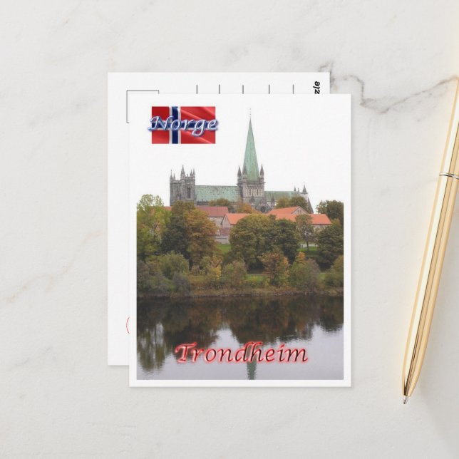 Carte Postale Trondheim - Nidarosdome - Norvège - (Devant/Arrière en situation)