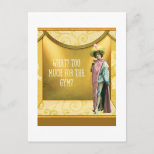 Carte Postale Trop pour la salle de gym ? Drôle robe Vintage fan