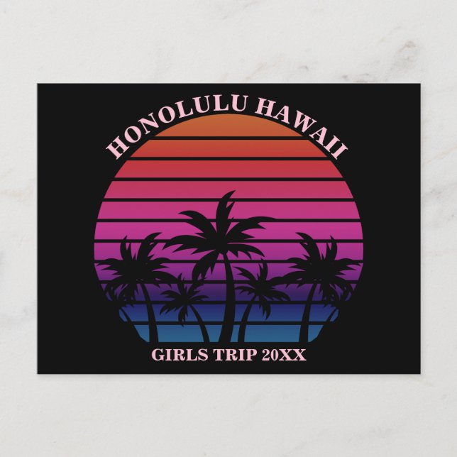 Carte Postale Tropical Beach Girls Trip Pink Black Custom (Devant)