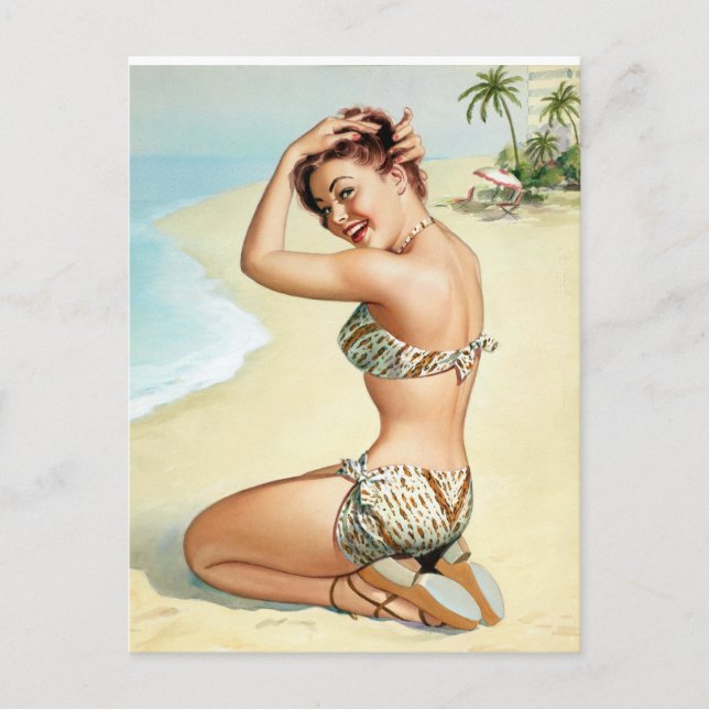 Carte Postale Tropical Beach Pin Up (Devant)