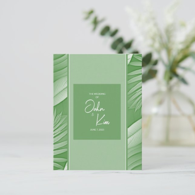 Carte postale Tropical Green Theme Faire-part de m (Debout devant)