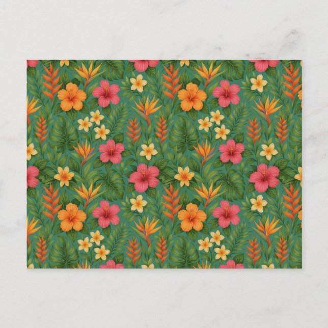 Carte Postale Tropical/Hawaii patterned floral (Devant)