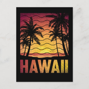 Carte Postale Tropical Hawaii Sunset Beach Retro Hawaiian Palms