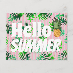 Carte Postale Tropical Hello Summer Palm Fronds & Ananas