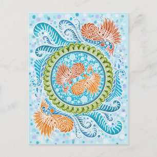 Carte Postale Tropical Koi Mandala   Art Zen Océan Vibrant