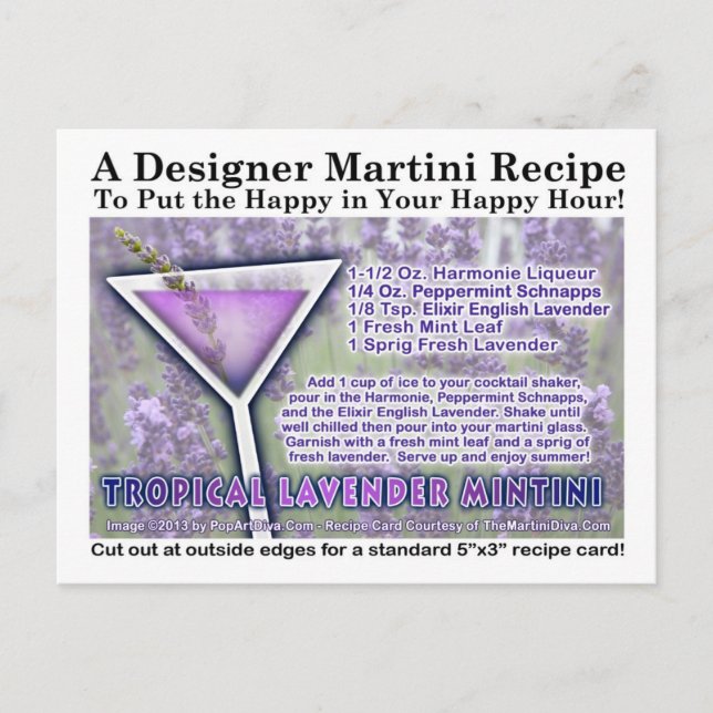 Carte postale Tropical Lavender Mint Martini (Devant)
