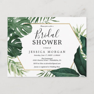 Carte Postale Tropical Monstera Bridal Shower Invite