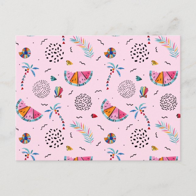 Carte Postale Tropical rose Memphis Style Motif (Devant)